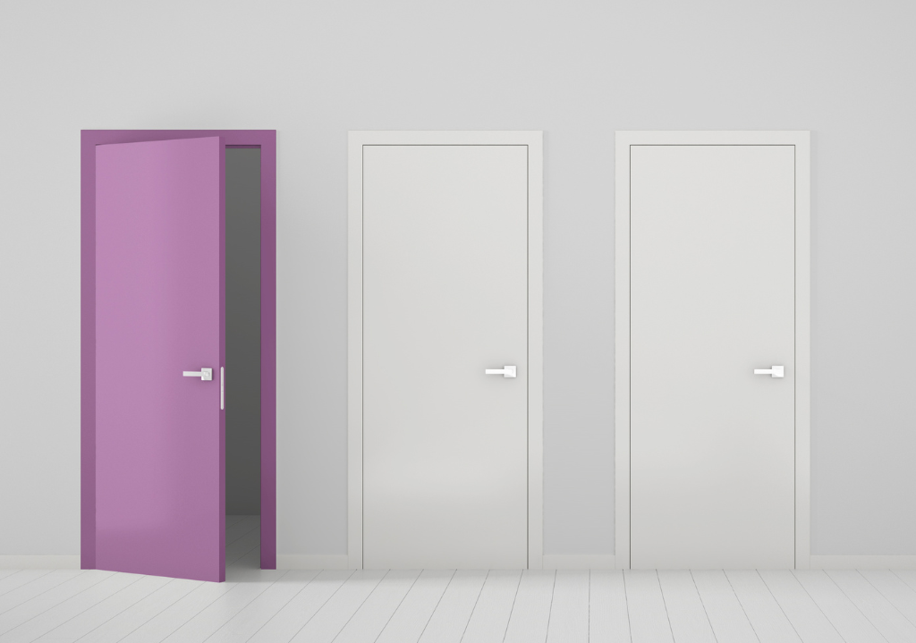Purple and White Doors